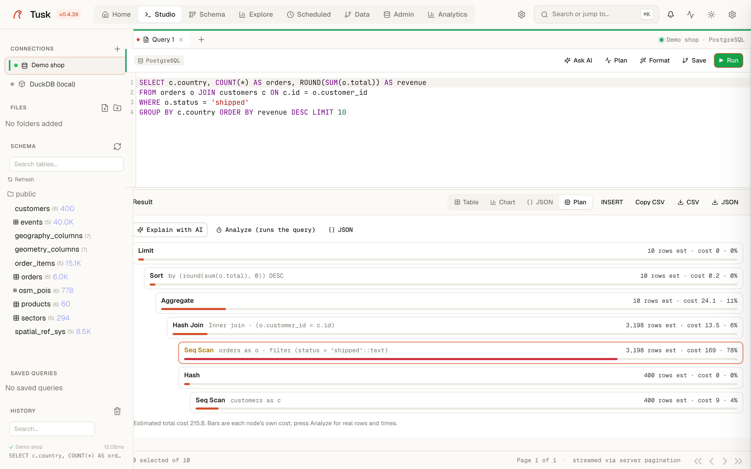 Plan tab with the AI insight.